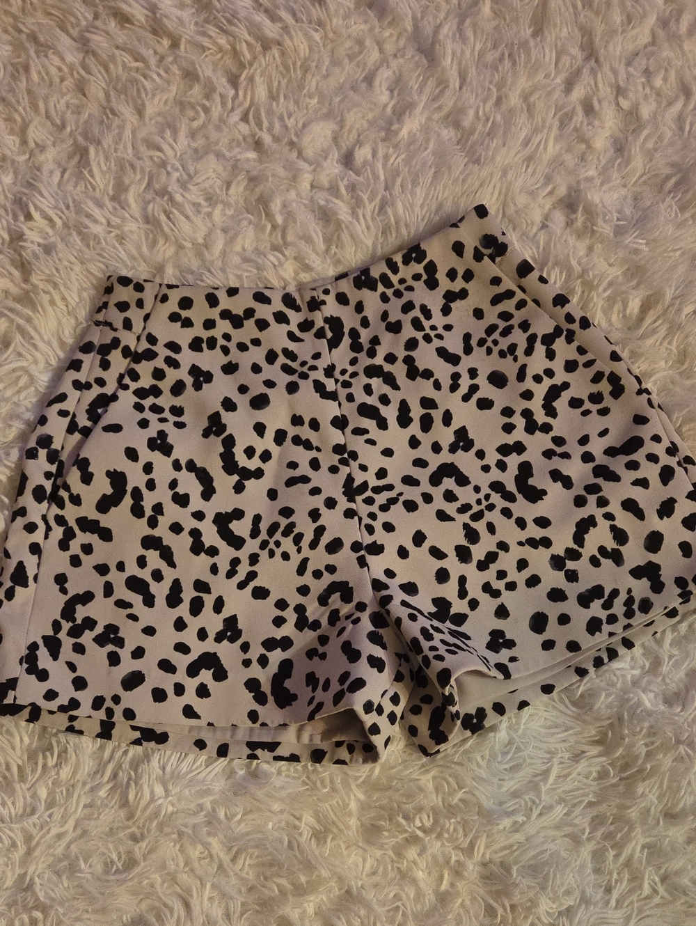 KEEPSAKE the Label Cream Shorts with Black Spot Print Snow Leapord